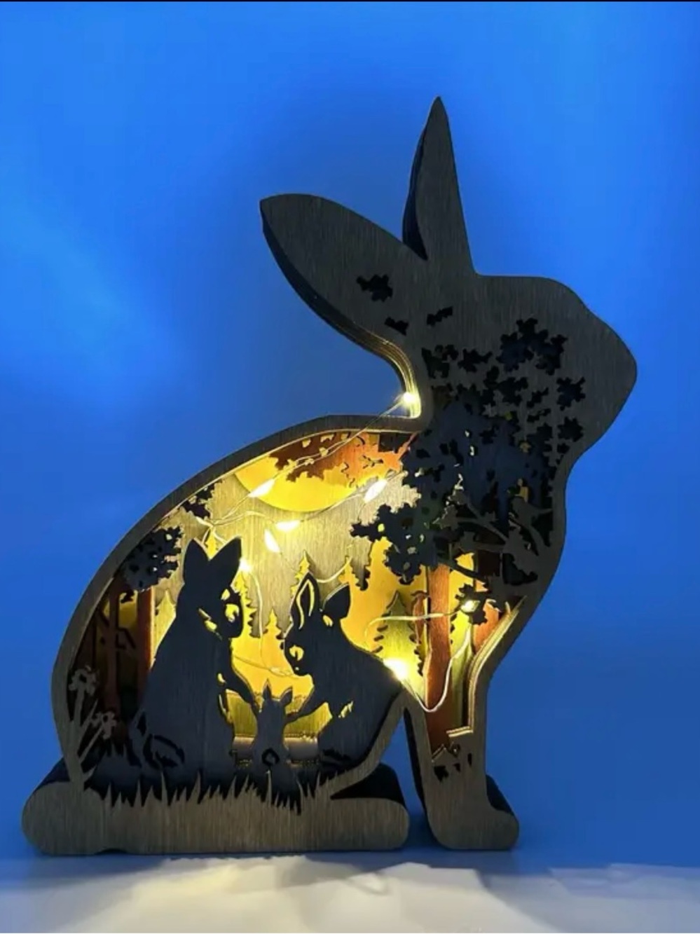 3D Wooden Bunny Nightlight Decor, NWT